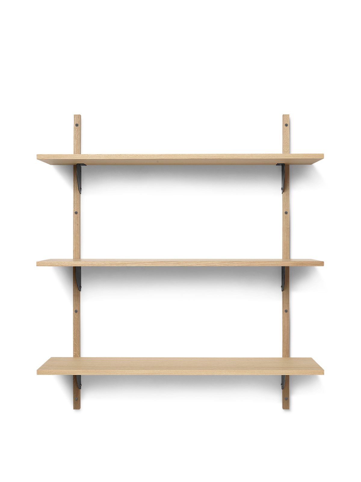 Sector Shelf - Triple - Wide - Natural Oak/Black Brass by Ferm Living