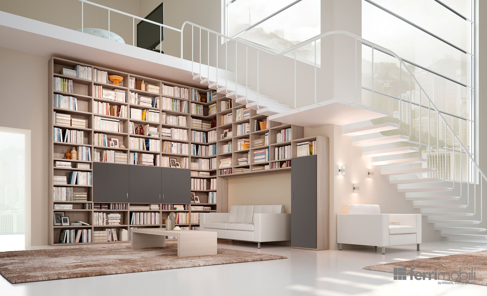 Libreria su misura – modello 71D by Ferrimobili