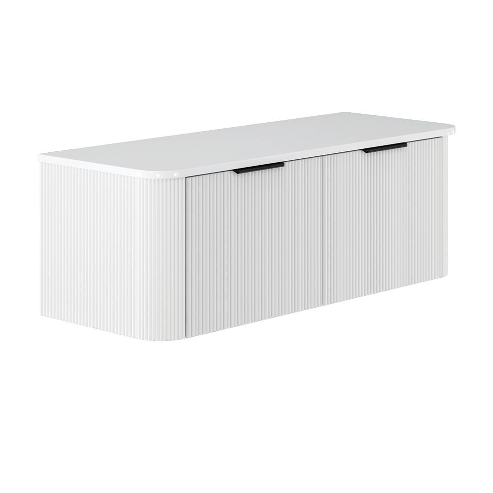 Minka Curved Satin White 1200 Wall Hung Cabinet by Fienza