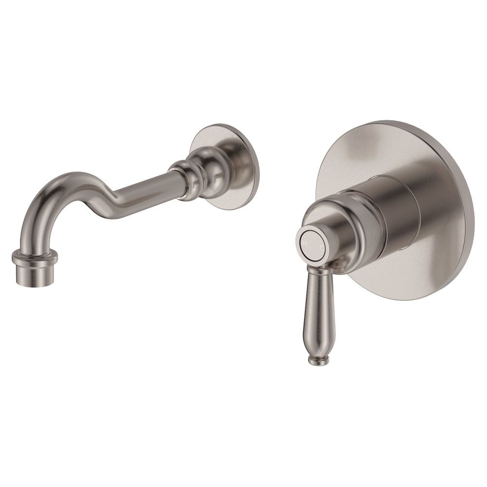 Eleanor Wall Basin/Bath Mixer Set, Brushed Nickel / Brushed Nickel by Fienza