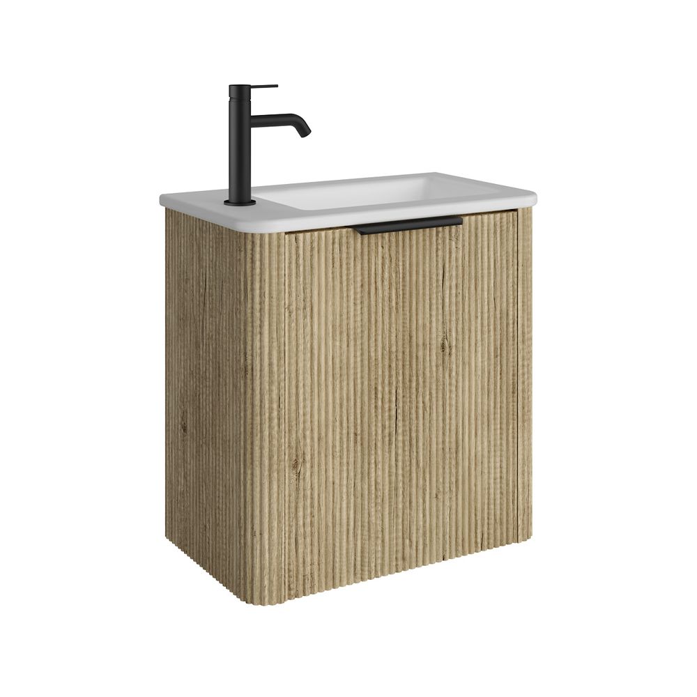 Minka Mini 550 Wall-Hung Vanity, Left Hand Tap, Scandi Oak by Fienza
