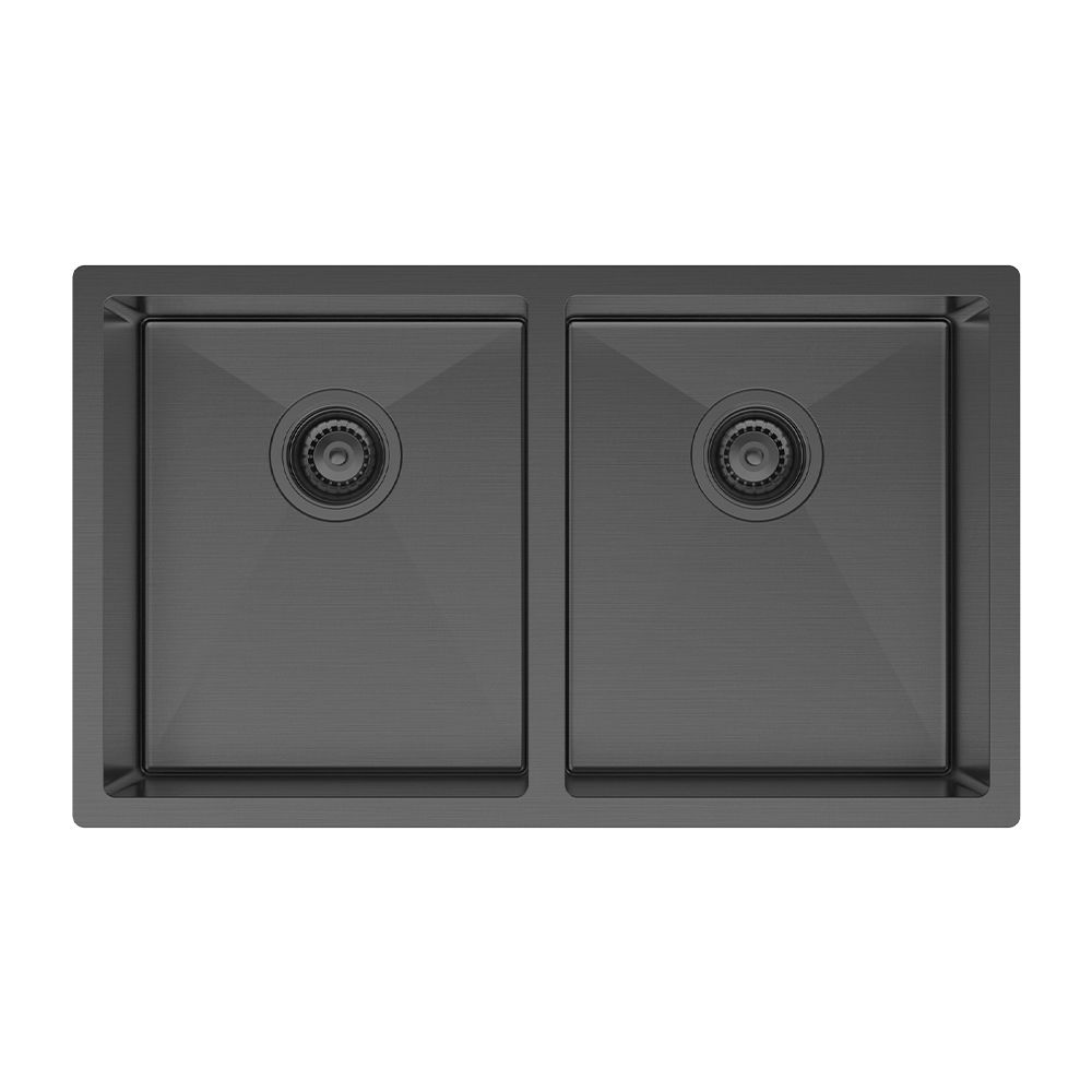 Hana 27L/27L Double Kitchen Sink, PVD Carbon Metal by Fienza