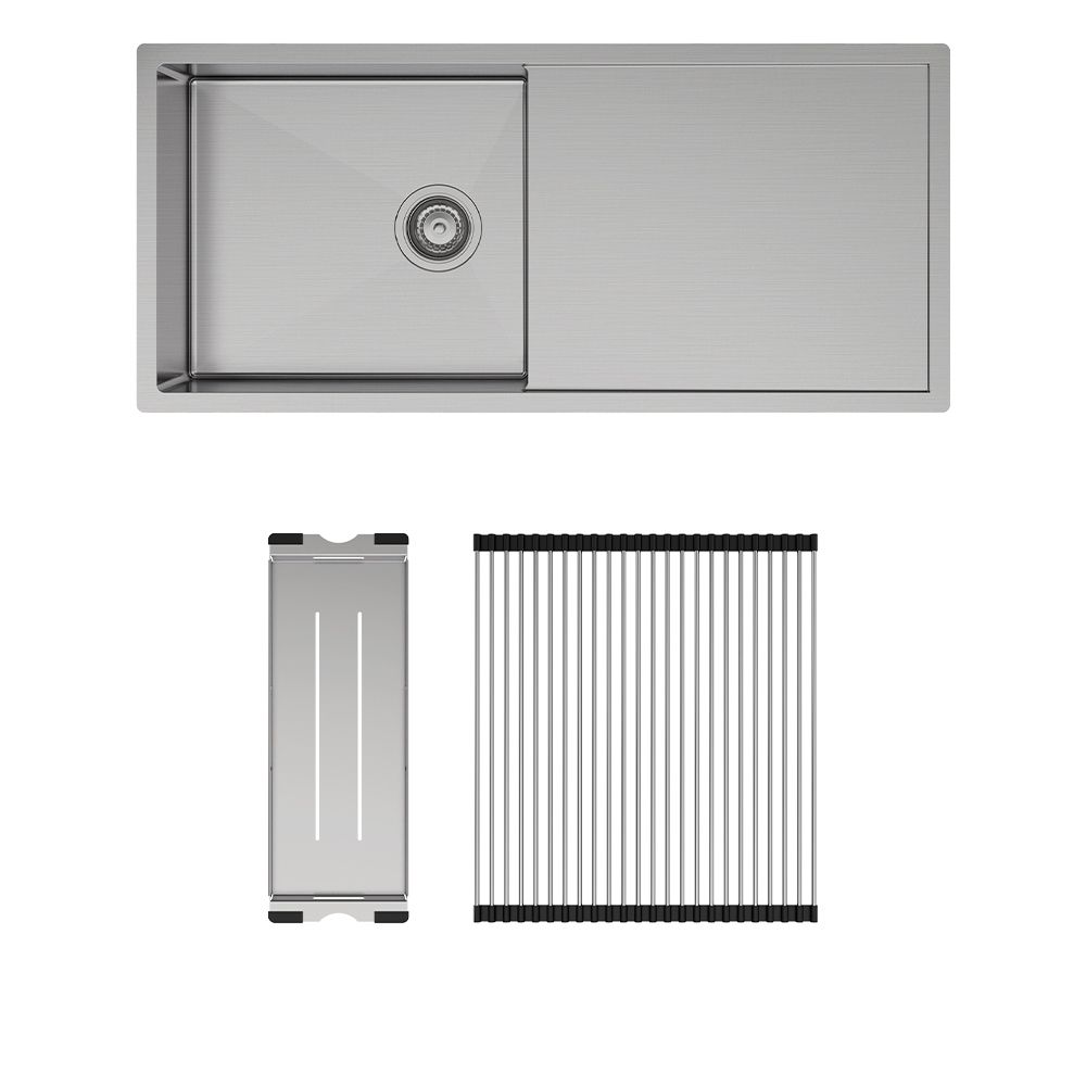 Hana 36L Single Kitchen Sink with Drainer Kit by Fienza
