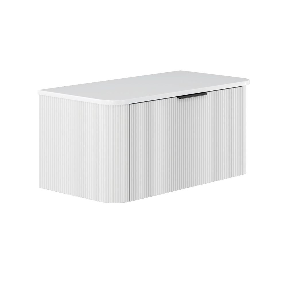 Minka Curved Satin White 900 Wall Hung Cabinet by Fienza