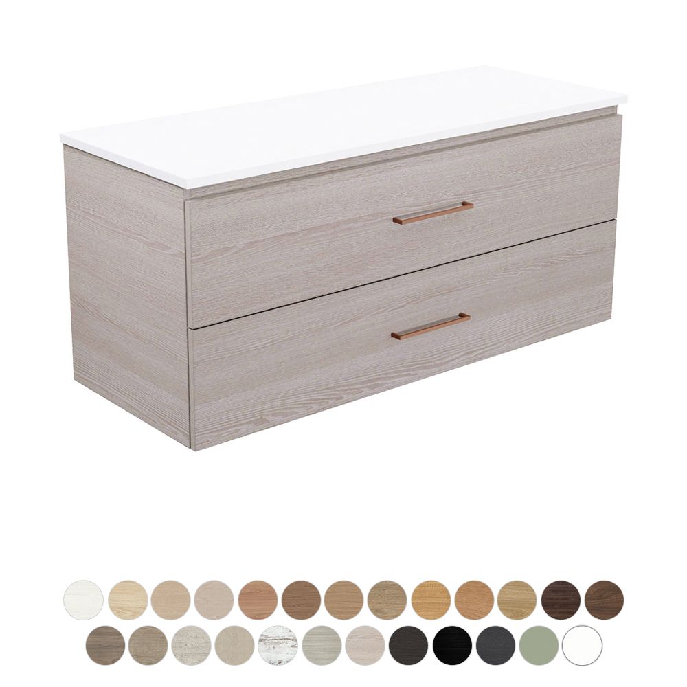 Carmen All Drawer 1200 Double Bowl Wall Hung Vanity by Fienza