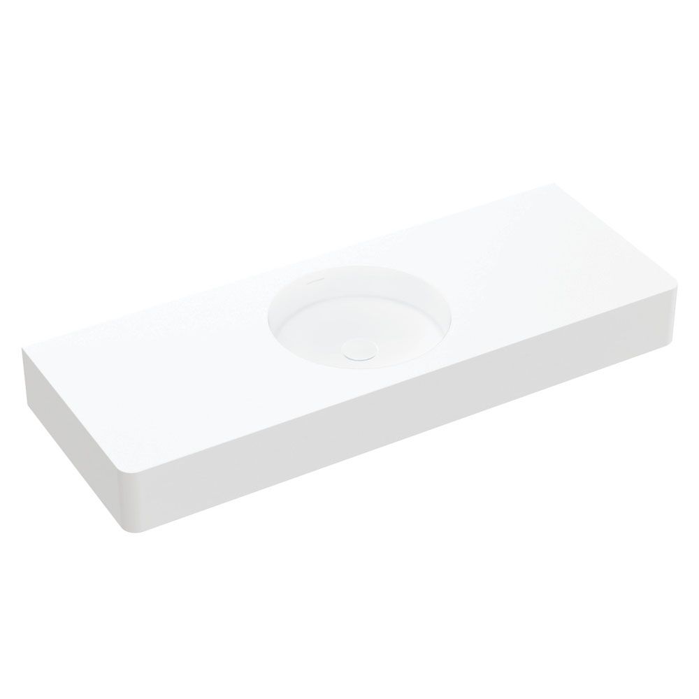 Encanto 1200 Solid Surface Wall Basin, Centre Bowl, No Tap Hole by Fienza