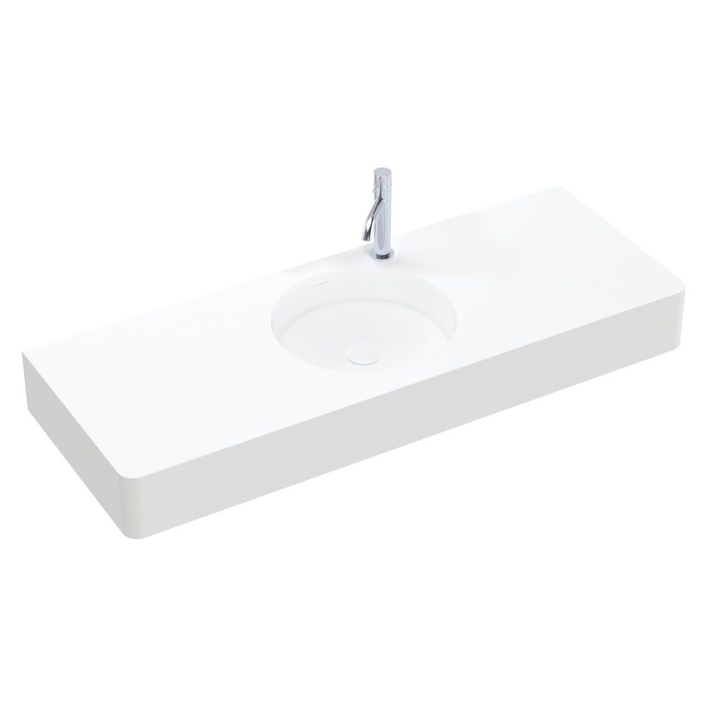 Encanto 1200 Solid Surface Wall Basin, Centre Bowl, 1 Tap Hole by Fienza