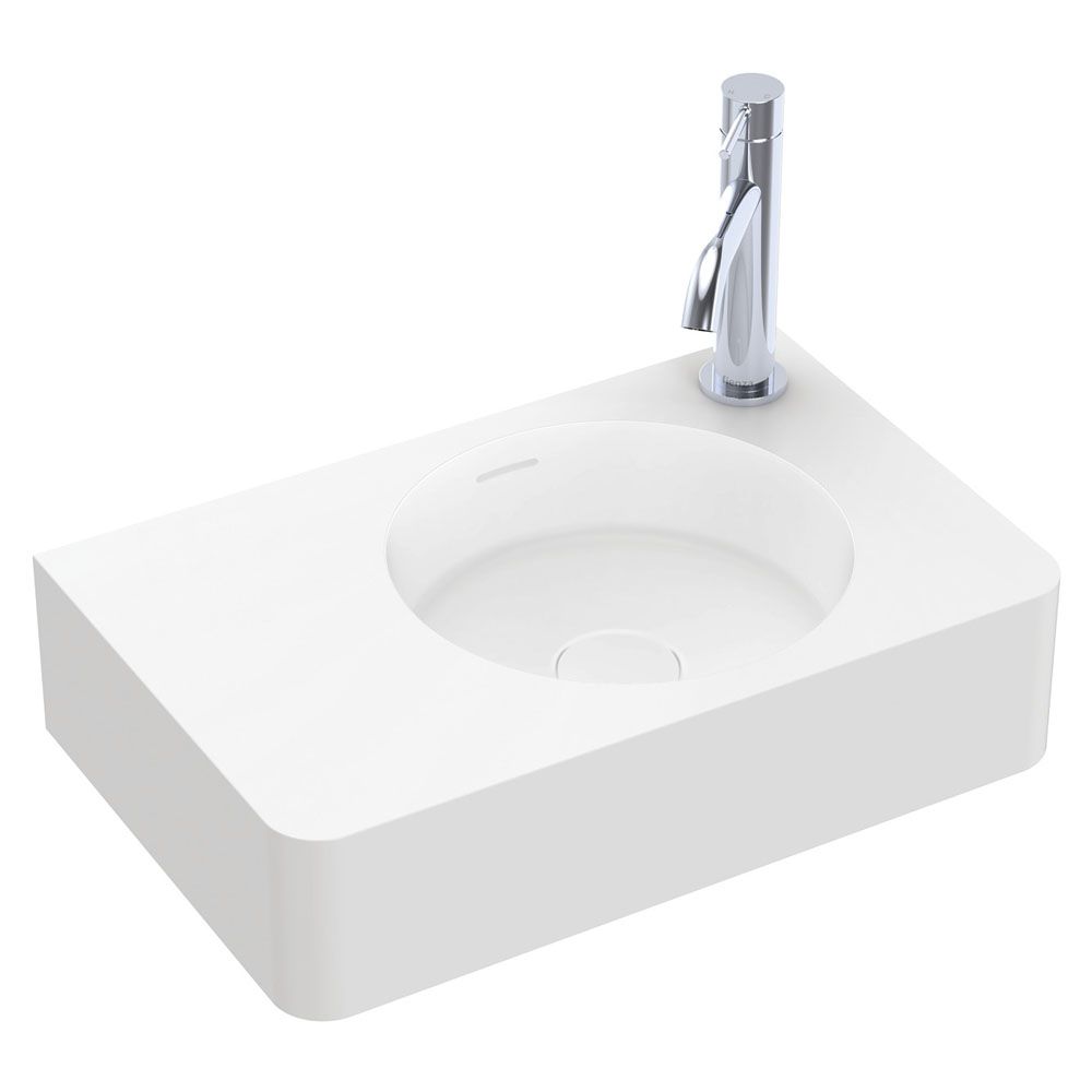 Encanto 470 Solid Surface Wall Basin, 1 Tap Hole by Fienza