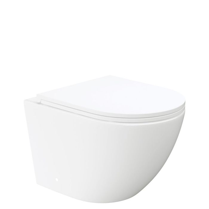 Koko Tornado Flush Wall Hung Toilet Suite, Gloss White with Slim Seat by Fienza