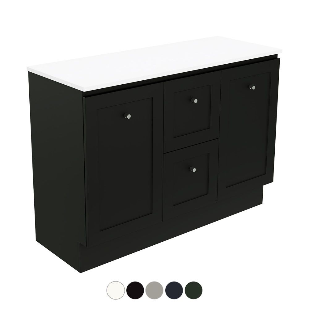 Newport Door & Drawer 1200 Double Bowl Floor Standing Vanity by Fienza