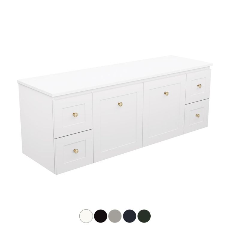 Newport Door & Drawer 1500 Double Bowl Wall Hung Vanity by Fienza