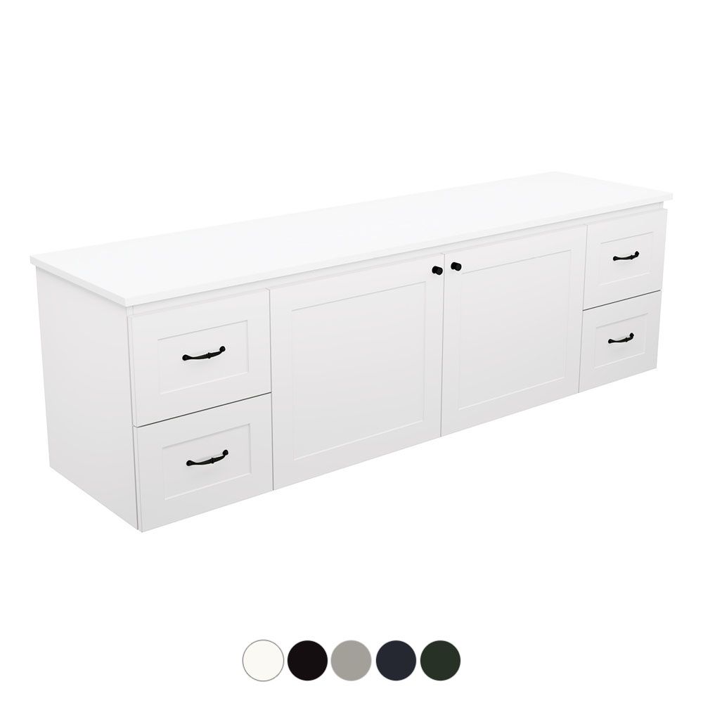 Newport Door & Drawer 1800 Double Bowl Wall Hung Vanity by Fienza