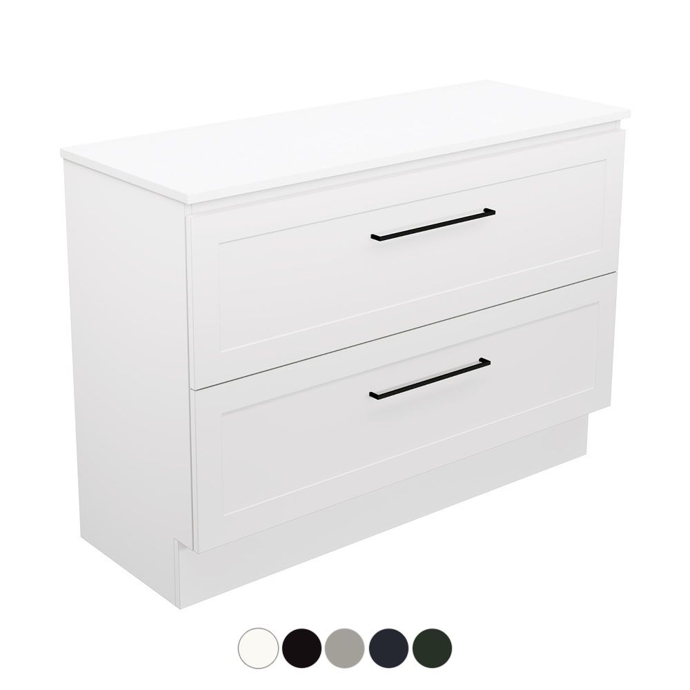 Newport All Drawer 1200 Double Bowl Floor Standing Vanity by Fienza