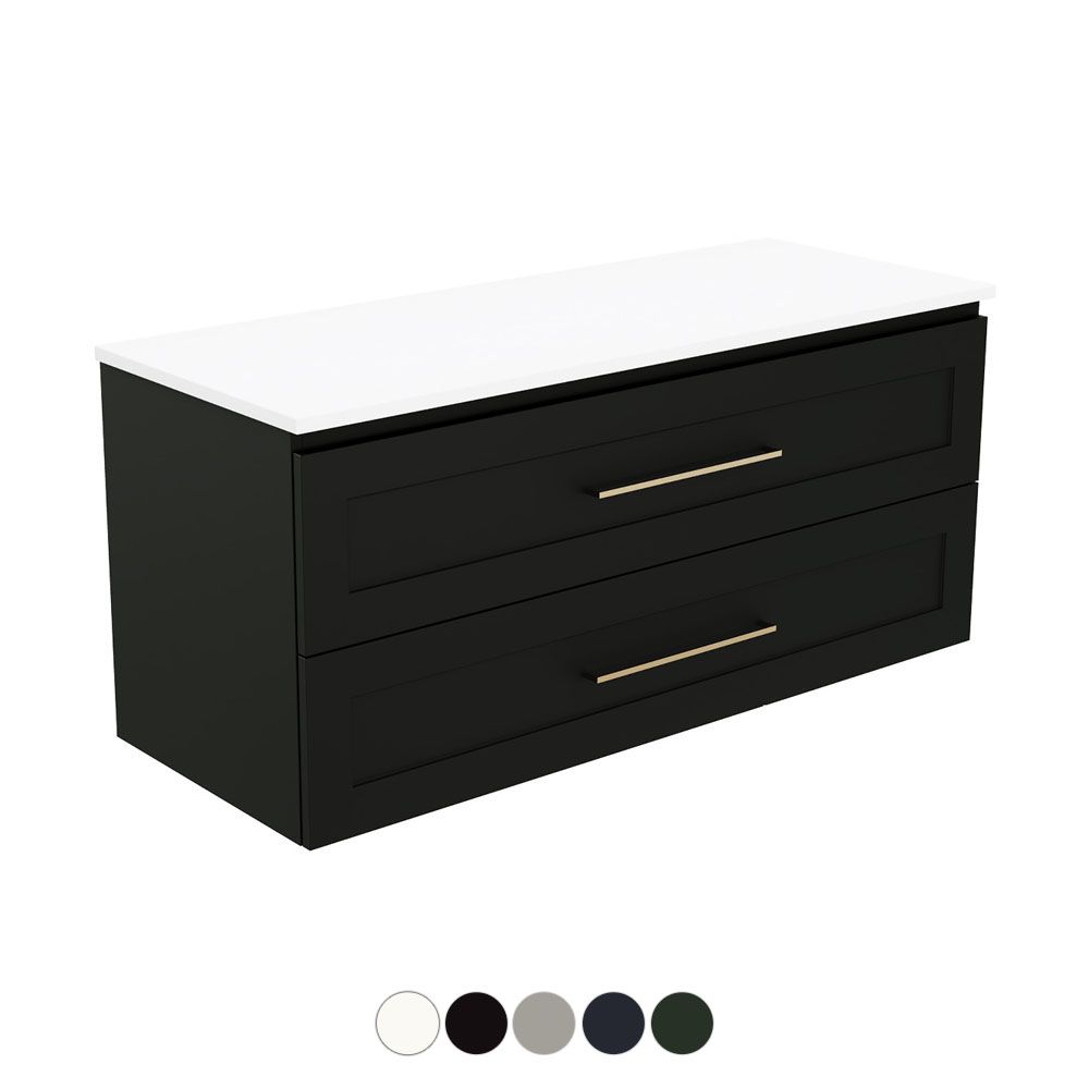 Newport All Drawer 1200 Double Bowl Wall Hung Vanity by Fienza