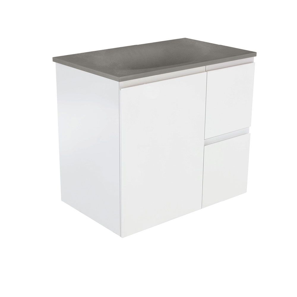 Satori Fingerpull 750 Satin White Wall-Hung Vanity by Fienza