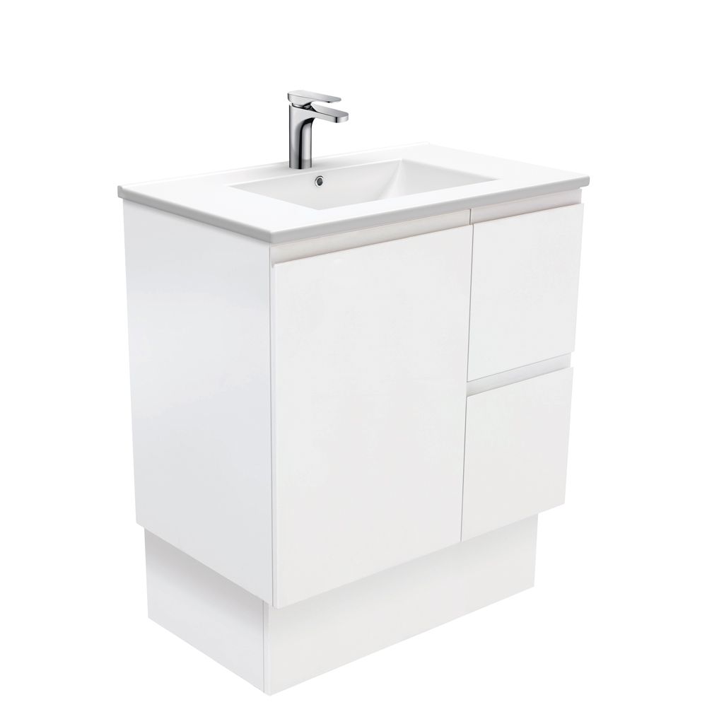 Dolce Fingerpull Satin White 750 Vanity On Kickboard by Fienza