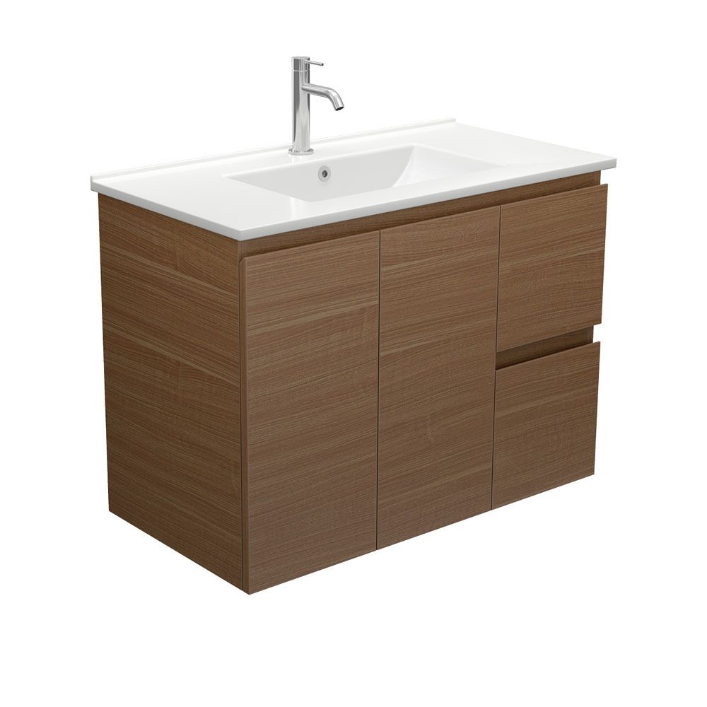 Dolce EdgeWalnut 900 Wall Hung Vanity by Fienza