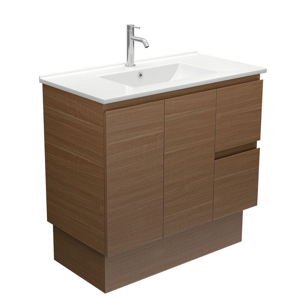 Dolce Edge Walnut 900 Vanity on Kickboard by Fienza
