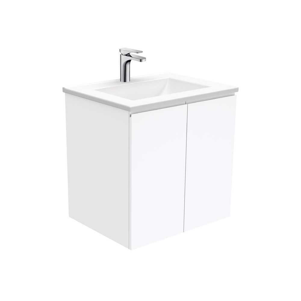 Vanessa Fingerpull Gloss White 600 Wall-Hung Vanity by Fienza