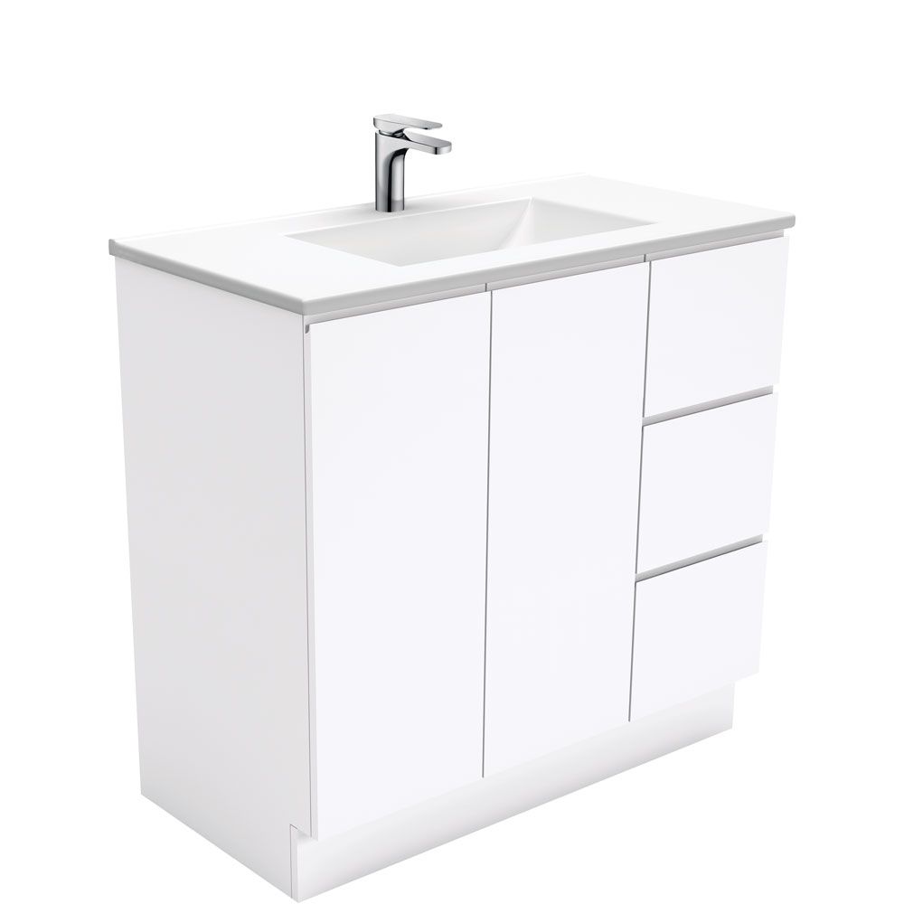 Vanessa Fingerpull Gloss White 900 Vanity On Kickboard by Fienza
