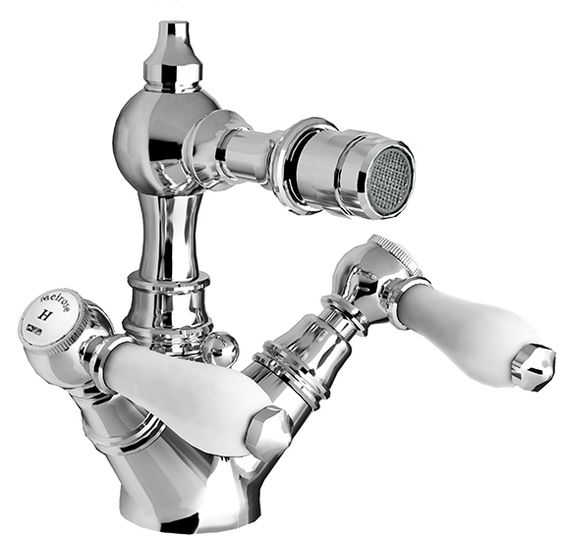 Melrose 21 One-hole bidet mixer, 135 mm high, center distance 70 mm long, with pop-up drain and pull-rod by Fir Italia