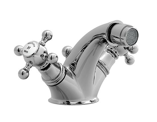 Melrose 22 One-hole bidet mixer, 105 mm high, center distance 105 mm long, with pop-up drain and pull-rod by Fir Italia