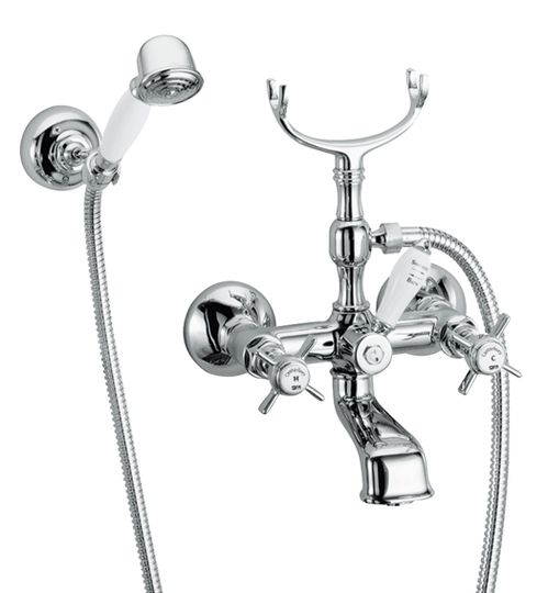 Canterbury 30 Wall-mounted bath mixer with diverter and shower set by Fir Italia