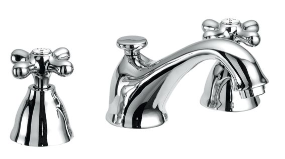 Alison 33 Three-hole wash basin mixer, 95 mm high, center distance 130 mm long, with pop-up drain and pull-rod by Fir Italia