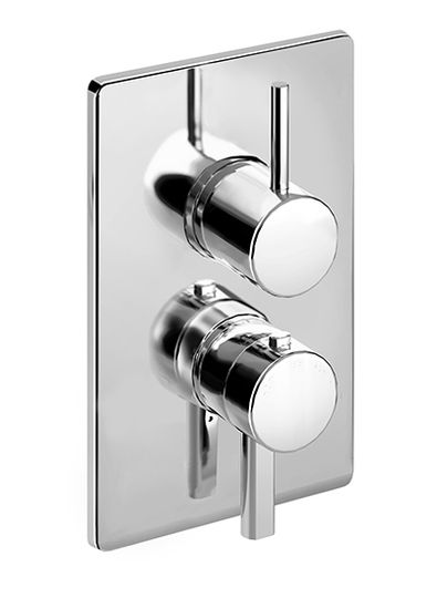 Nohea 77 External part for wall-mounted built-in thermostatic shower mixer with stop valve and two-way diverter by Fir Italia