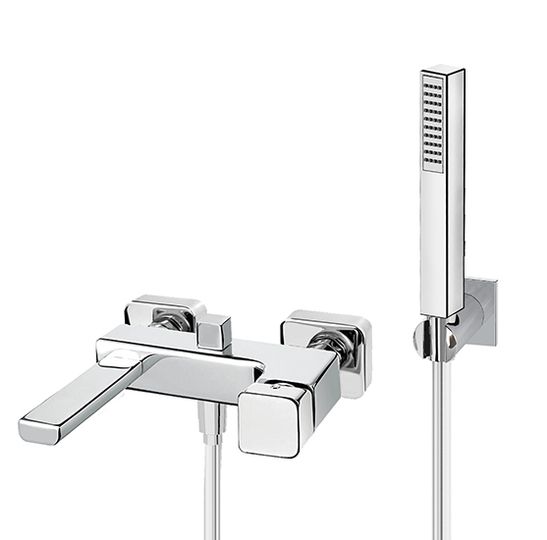 Daily Cube 45 Wall-mounted bath mixer with diverter and shower set by Fir Italia