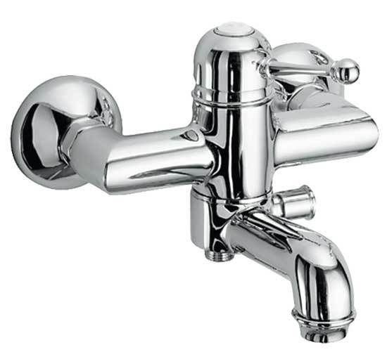 Melrose 70 Wall-mounted bath mixer with diverter and flex hose connection by Fir Italia