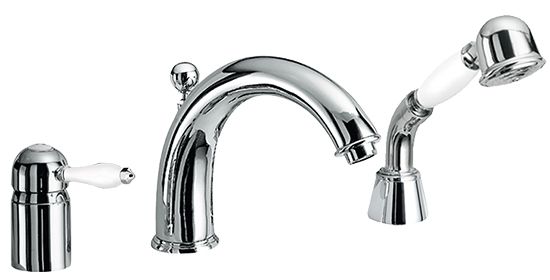 Melrose 71 Three-hole deck-mounted bath mixer with diverter and shower set by Fir Italia