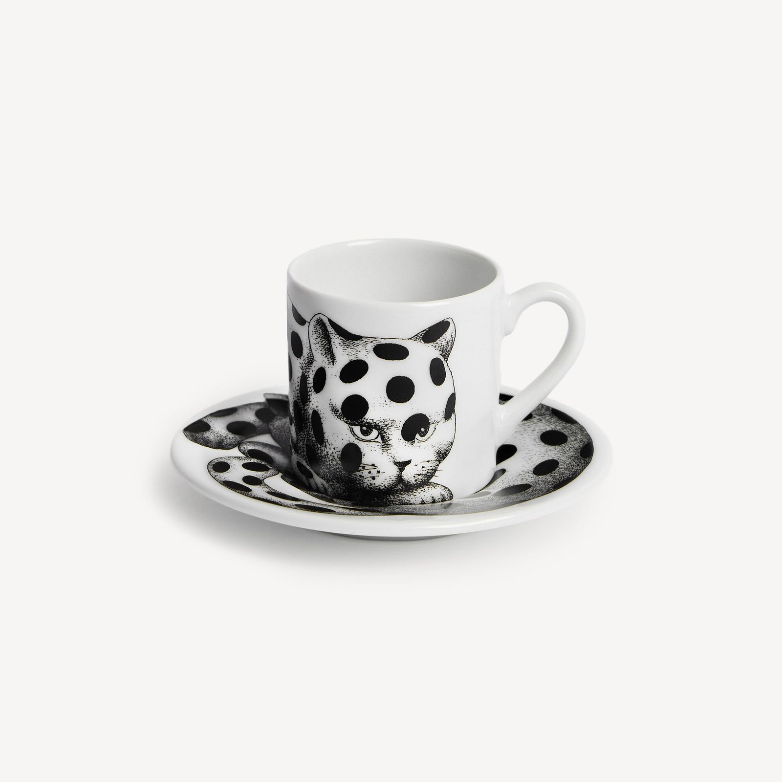 Coffee cup High Fidelity A Pois black/white by Fornasetti