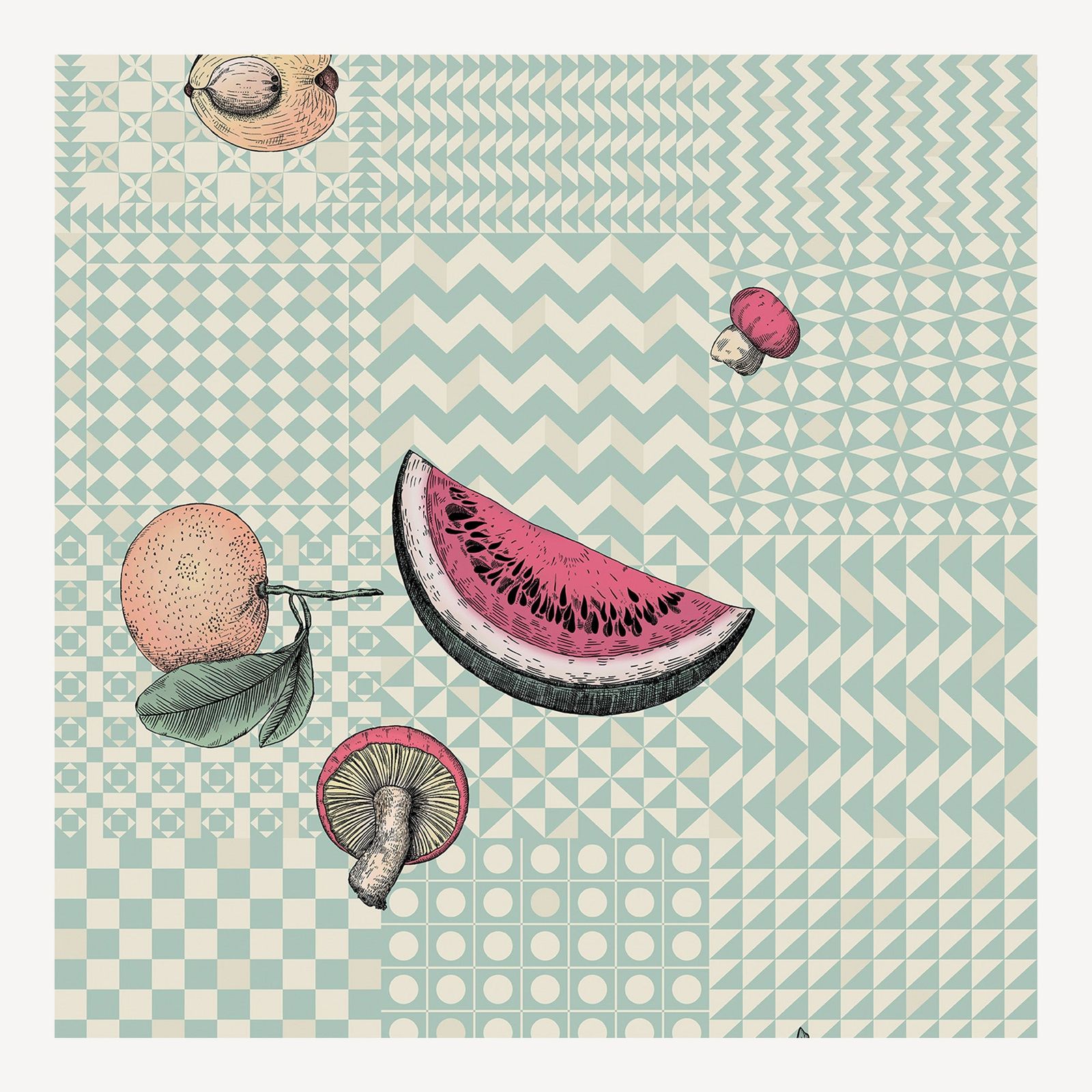 Wallpaper Frutta e Geometrico by Fornasetti