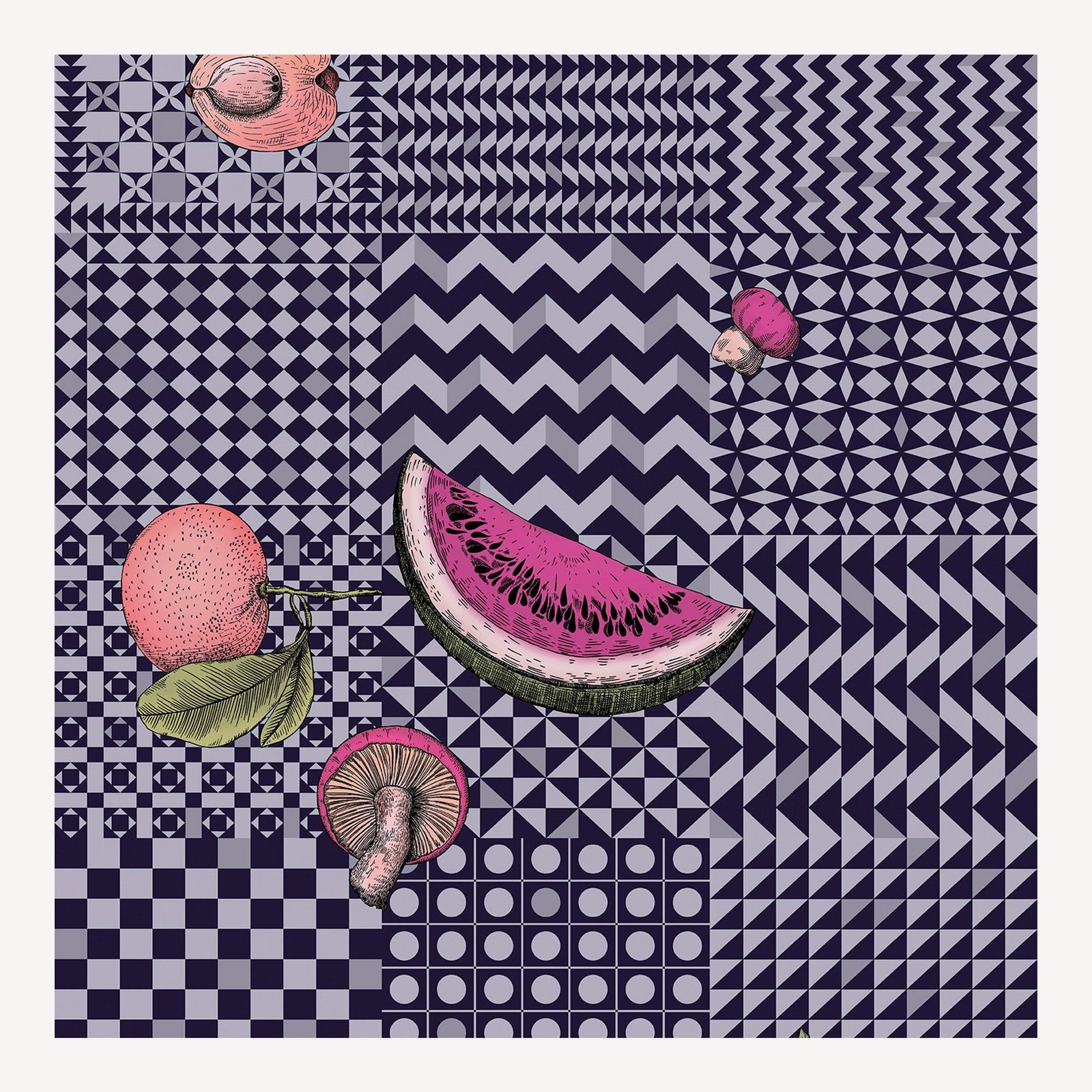 Wallpaper Frutta e Geometrico by Fornasetti