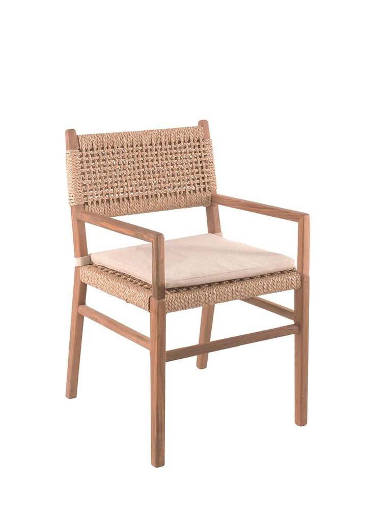 Menorca dining chair recycled teak + rope + cush by Gescova