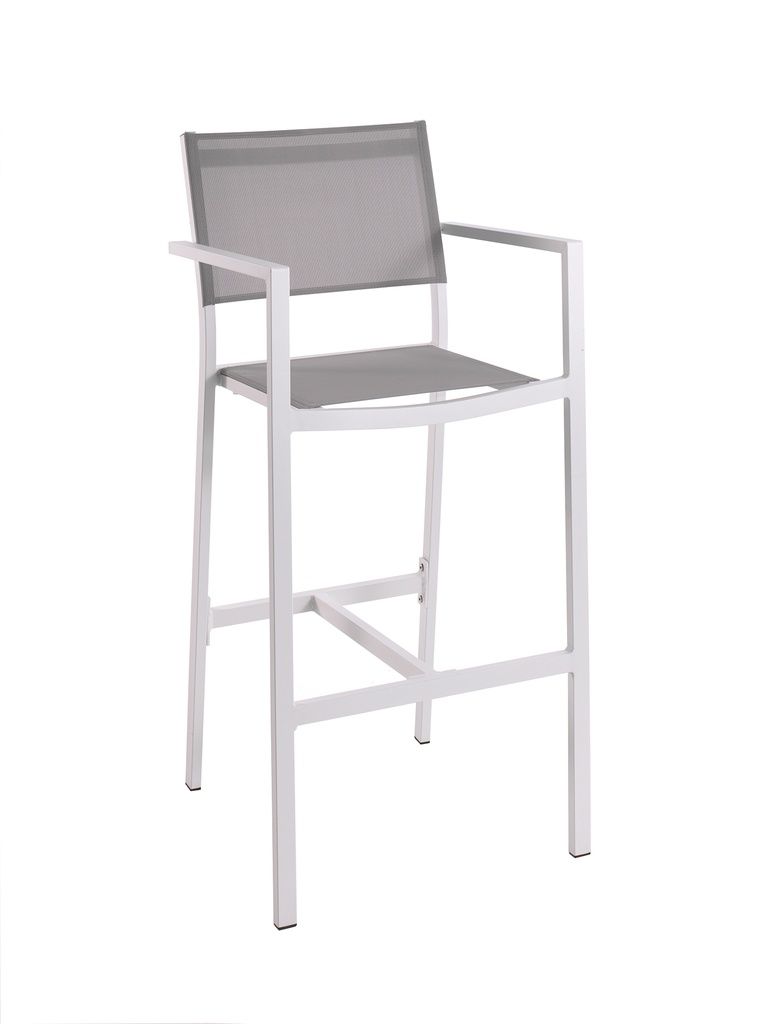 Poniente bar chair alu white textylene grey by Gescova