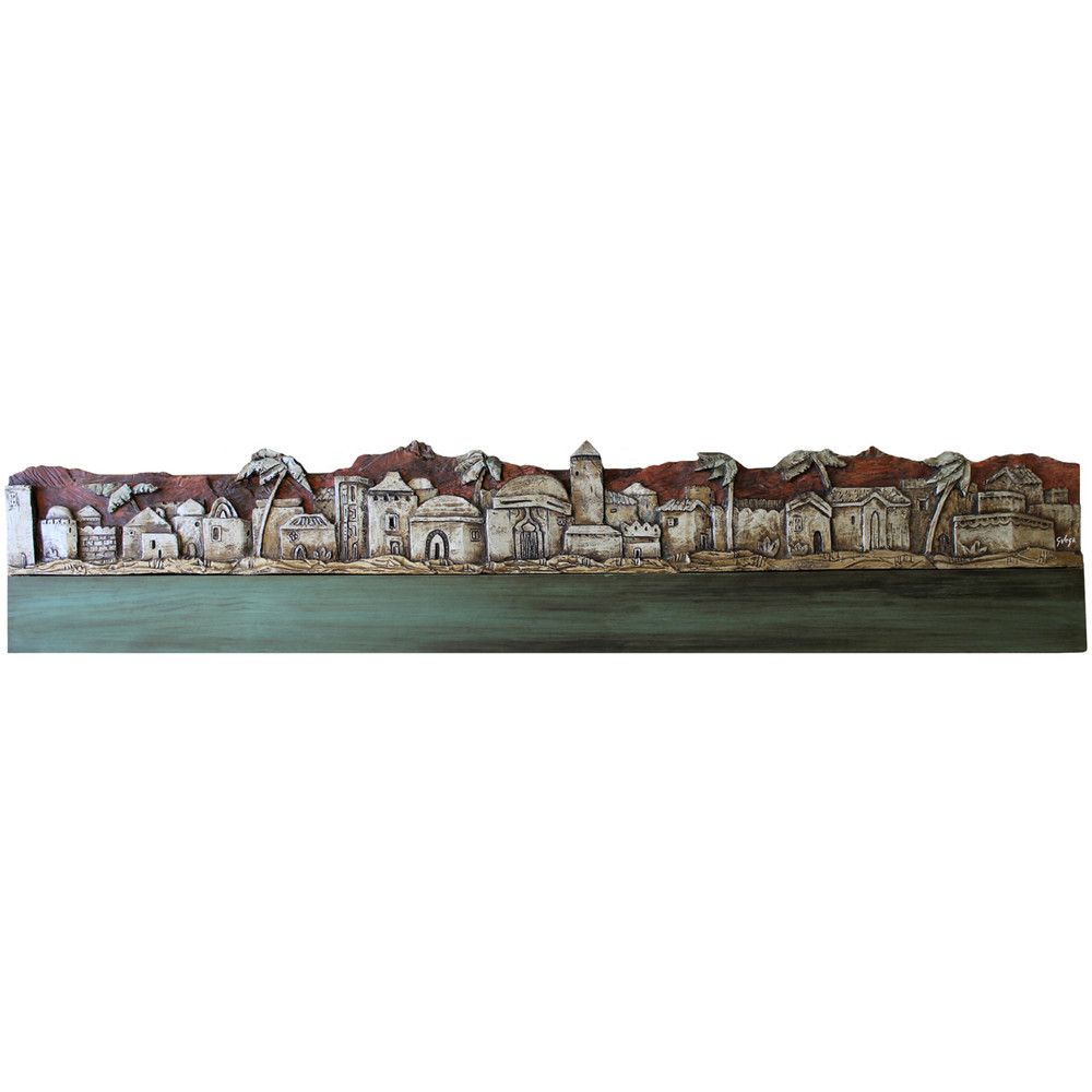 Handmade tile ceramic wall art miniature houses #4 by G Vega