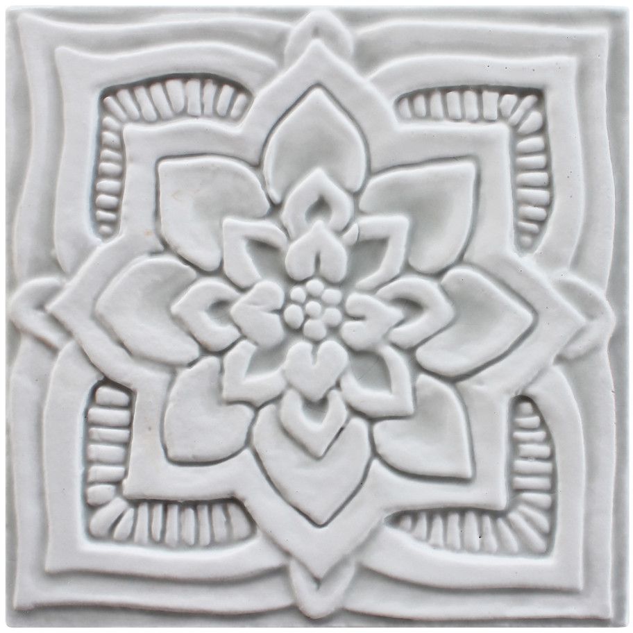 Handmade tile grey mandala #3 [15cm/5.9"] by G Vega