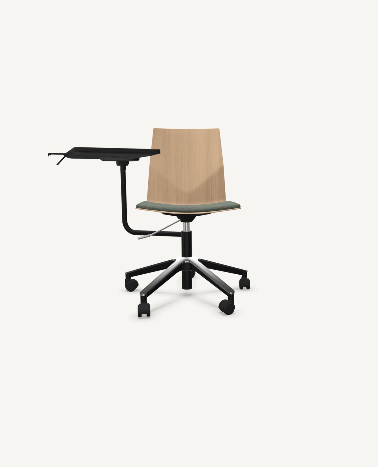 FourCast®2 Wheeler Chair, Bentwood Shell, Swivel Base with Seat Pad - with InnoTab Tablet Arm by Hightower
