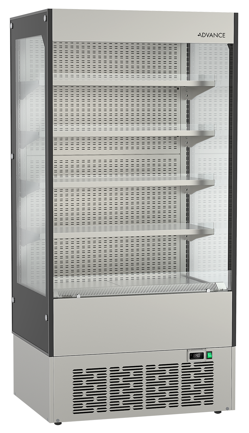 ADVANCE MD K 100 BG N E Multideck refrigerator with Black and Clear Glass End Panels by Hoshizaki
