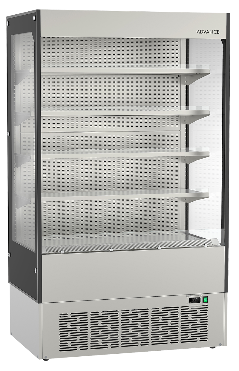 ADVANCE MD K 120 BG N U Multideck refrigerator with Black and Clear Glass End Panels by Hoshizaki