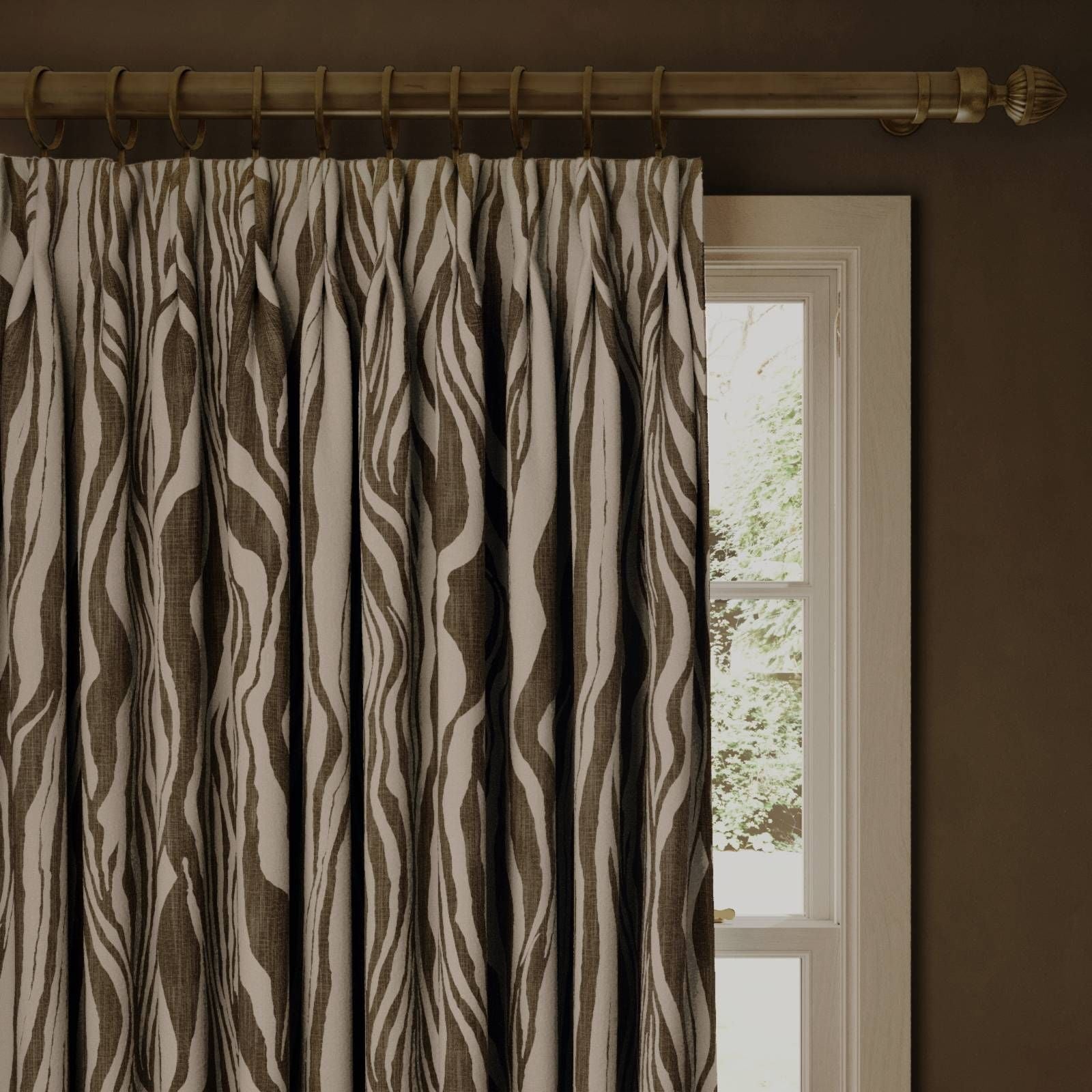 DAZZLE Cotton Linen Curtain - Cedar by House of Hackney