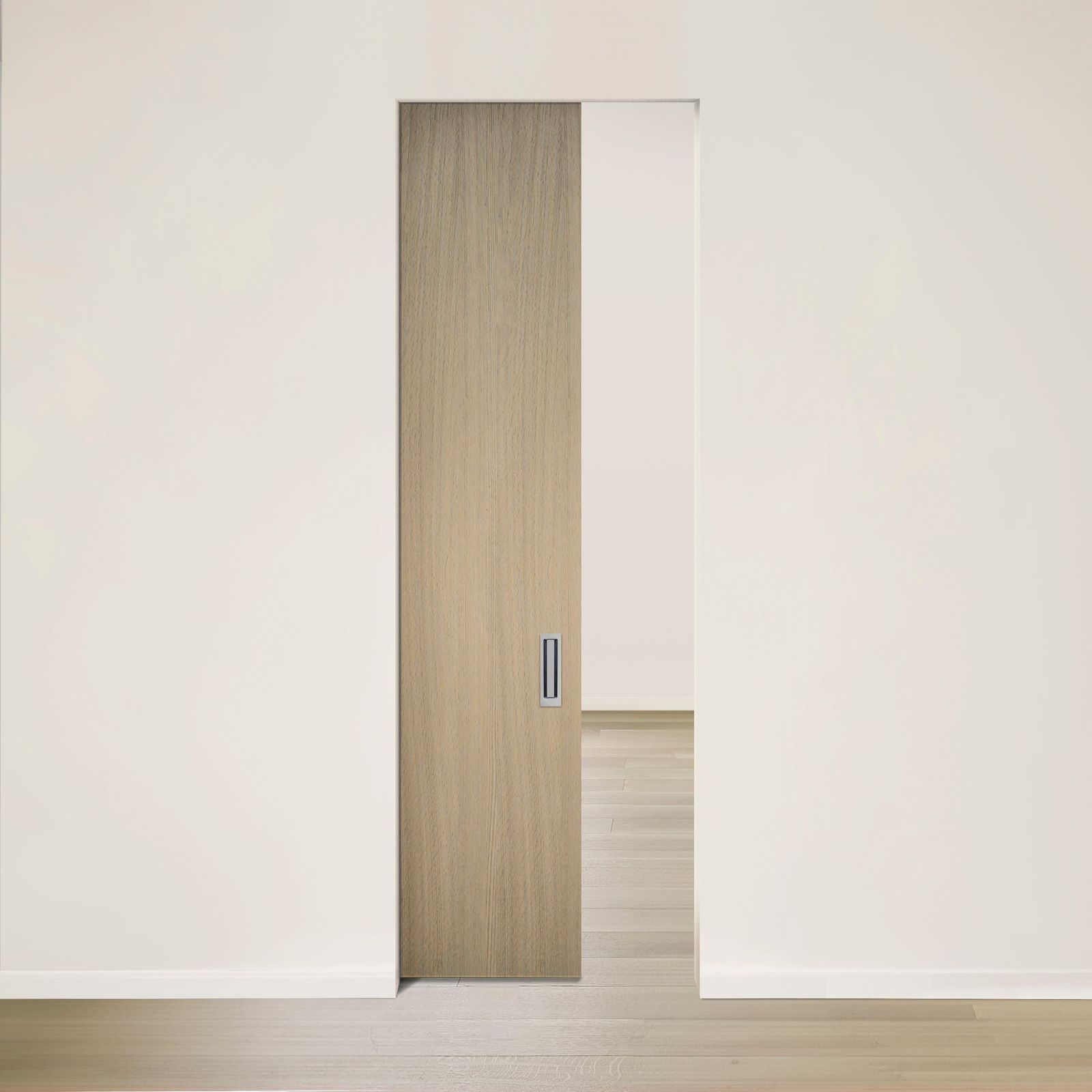 Pure pocket door red oak flat cut brushed veneer Authentik by Humble Nature