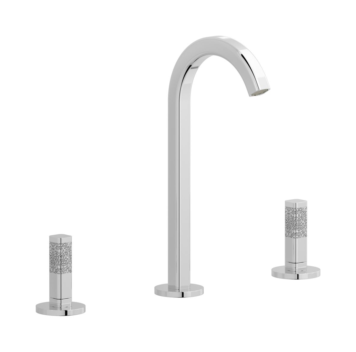 Elio EI392CC Var.1 - Three hole washbasin set complete with drain, 60°cut spout and coral lever by IB