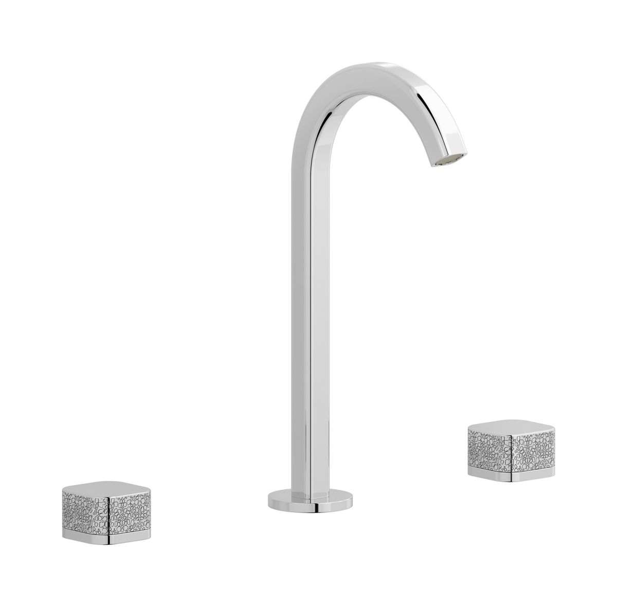 Elio EI392CC Var.2 - Three hole washbasin set complete with drain, 60°cut spout and coral lever by IB
