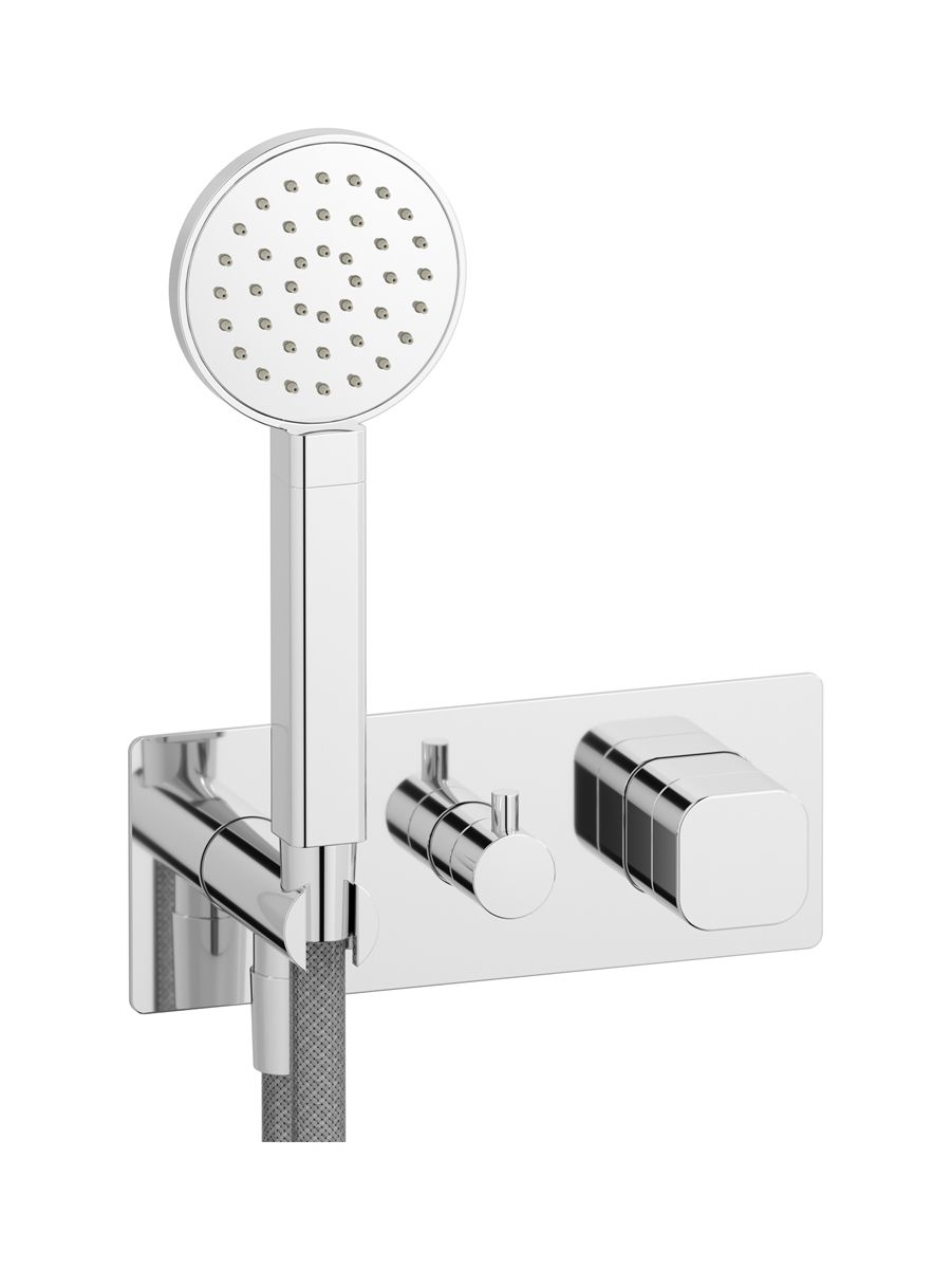 Elio EO314CC - Exposed parts for three way shower mixer with plain handle complete with shower kit, hydroprogressive cartridge by IB