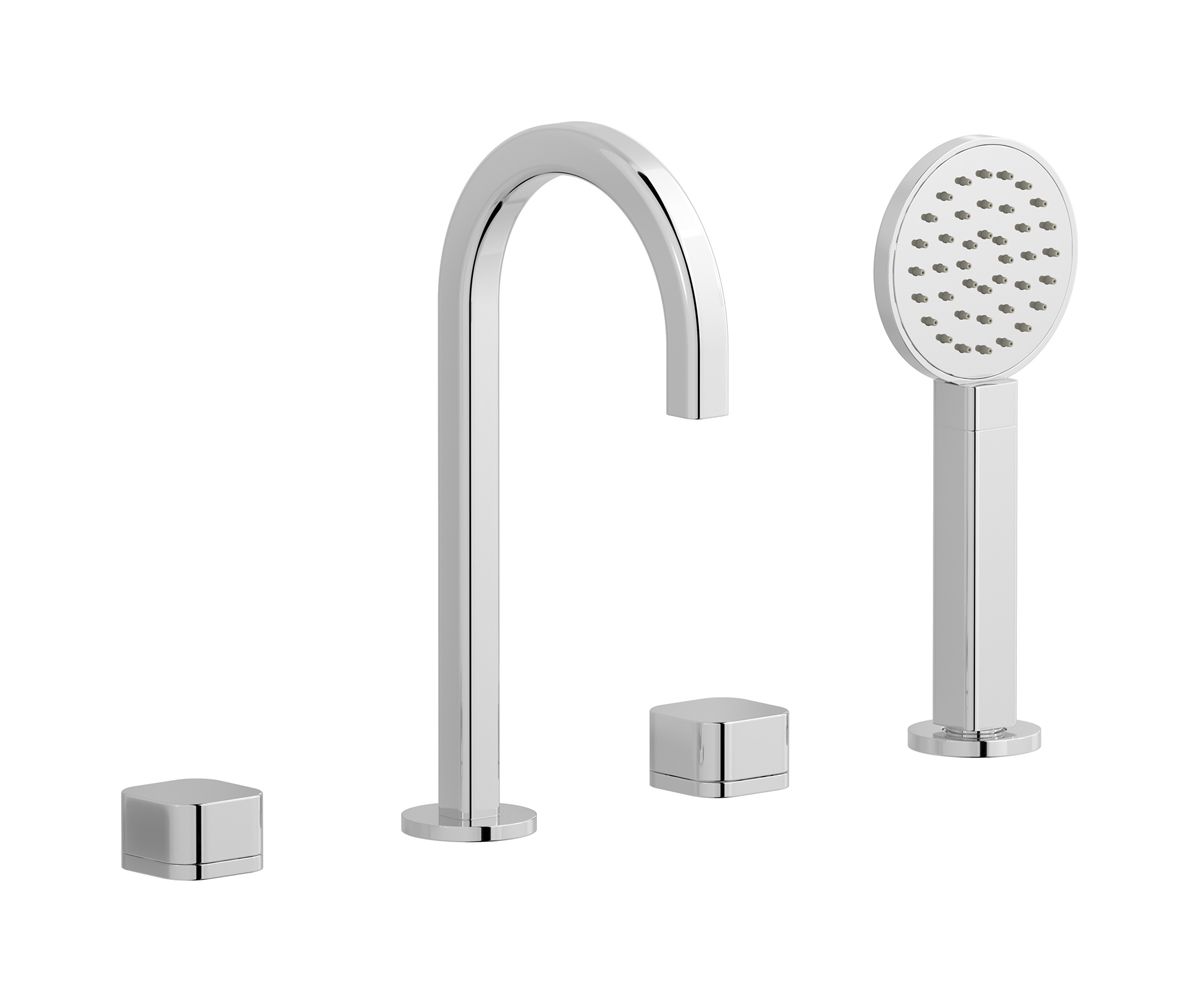 Elio EO396CC - Four-hole bath rim with diverter and hand shower kit with hydro-progressive cartridge by IB