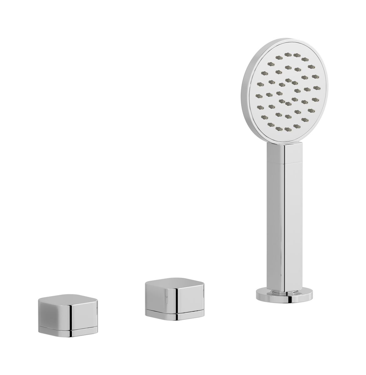 Elio EO397CC - Three hole deck mounted bath filler with hydroprogressive cartridge, diverter, shower kit and connection to the tub filler outlet, plain handle by IB