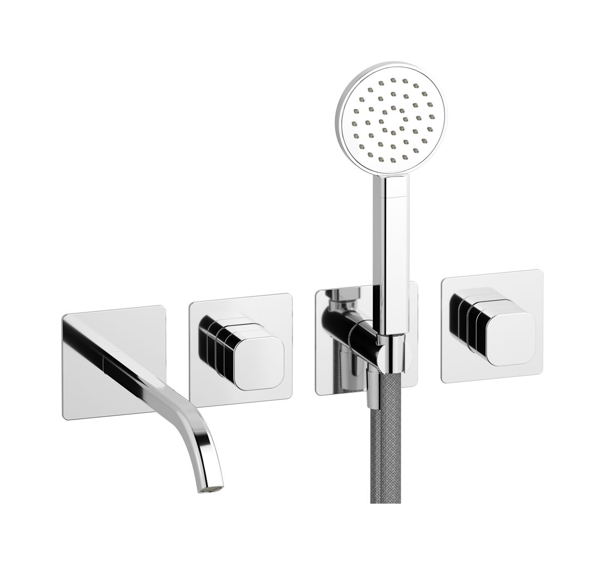 Elio EO398CC - External parts for four-hole wall-mounted bathtub rim with hydro-progressive cartridge by IB